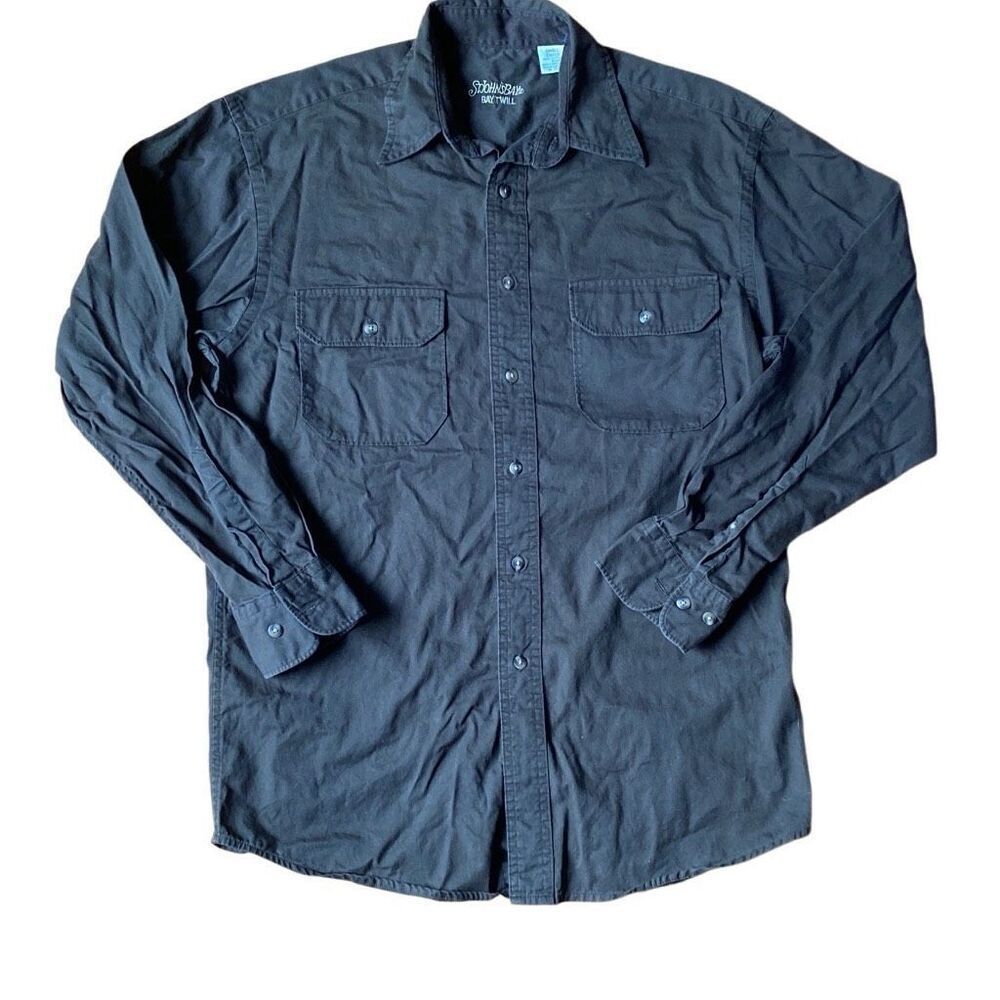 St Johns Bay Size Small Mens Button Up Shirt Long Sleeve Cotton Twill
